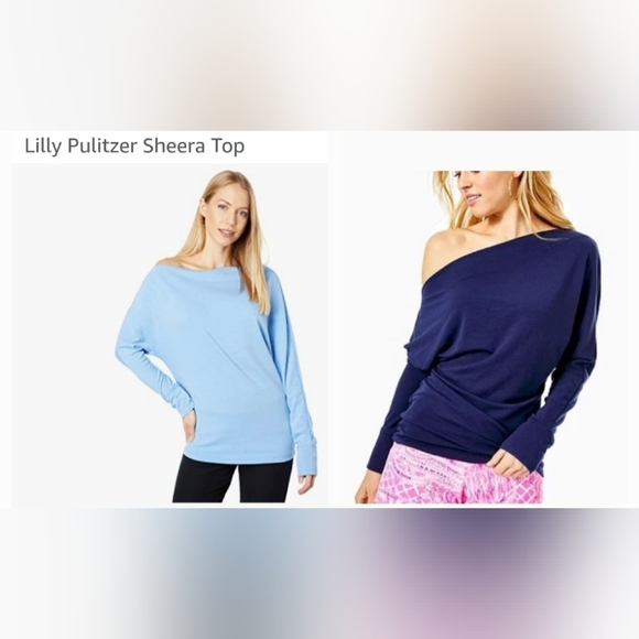 Lilly Pulitzer Off Shoulder Sheera French Terry Top in True Navy XL - Picture 3 of 11